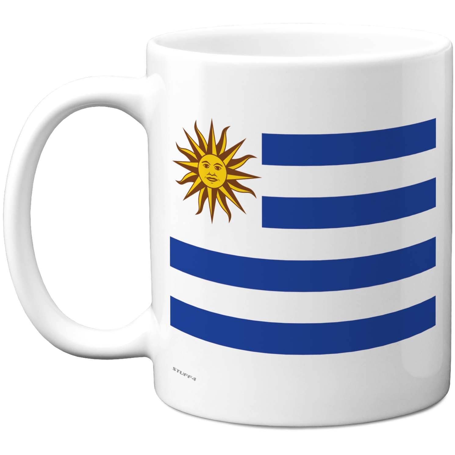 Stuff4 Uruguay Flag Mug - Sun of May Patriotic Design - Bold Blue Stripes for National Pride - 11oz Ceramic Gloss Mug