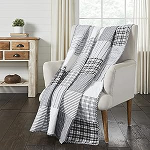 VHC Brands, Sawyer Mill Patchwork Reversible Throw, Black, 60x50 VHC Brands Sawyer Mill Patchwork Reversible Throw Black 60×50