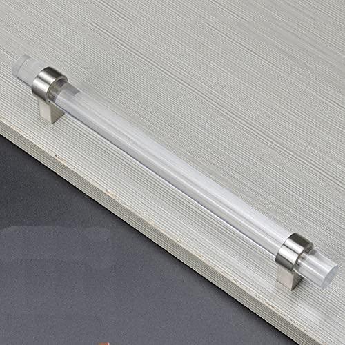 CONPHERON 2 Pcs Modern Silver Acrylic Zinc Alloy Cabinet Pull Handle Drawer Knobs 192mm, 192mm (2 Pcs) - Image 2