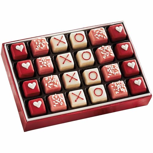 The Swiss Colony Valentine Petits Fours - 24 Gourmet Assorted Mini Layer Cakes, .43 oz. Each - Chocolate, Strawberry, and Vanilla Cake Assortment for Valentine Gifts, Dessert, and Celebration