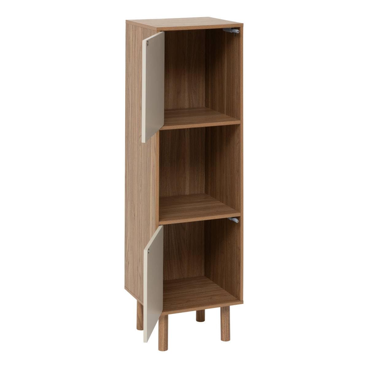 5five - etagère 3 cases 2 portes mix'n'match bois et motif rayé