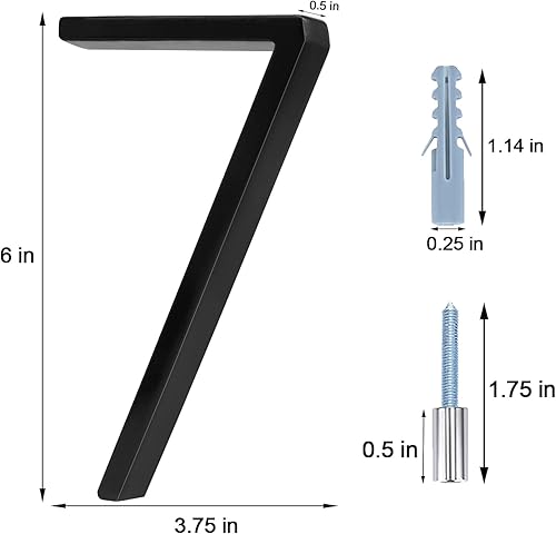 Vista 159 de Metal Numbers for House Outside, 5 Inch Modern House Numbers, DIY Floating Address Numbers with Screws, Rust Free Zinc Alloy, Silver Number 5