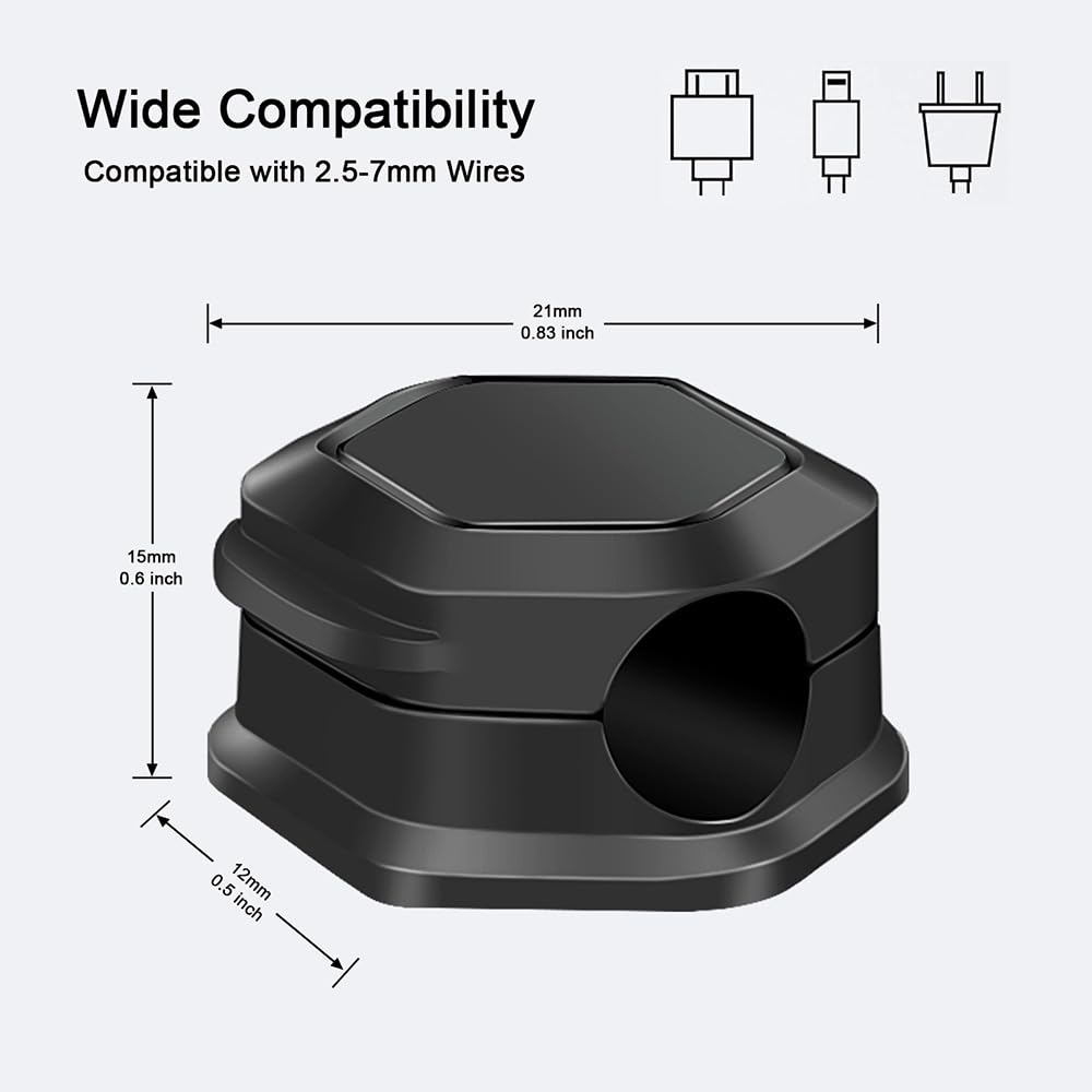 Confezione da 8 organizer per cavi magnetici autoadesivi, clip organizer per cavi da scrivania per telefono cellulare, caricabatterie USB, supporto ideale per auto, organizer per cavi per casa