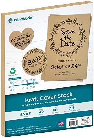Print Works Kraft Cover Stock, Heavyweight, Solid Core, 8.5” x 11”, 40 Sheets (00691)