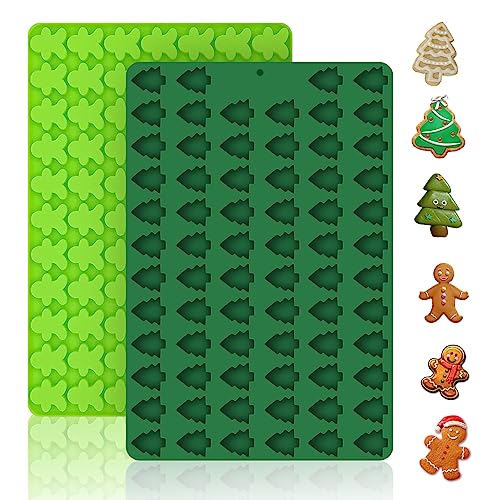 2 PCS Christmas Silicone Molds, 70 Cavity Xmas Tree &