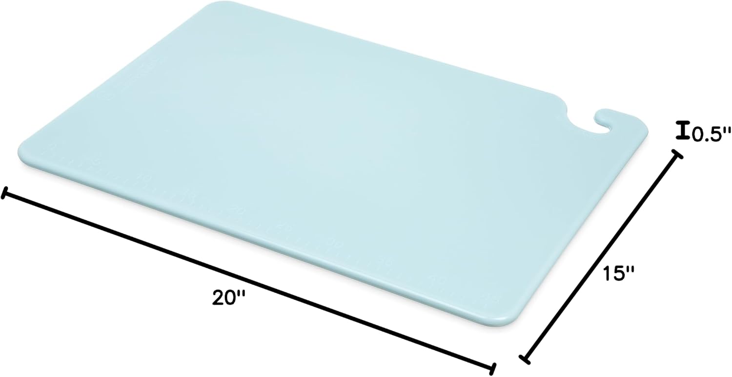 San Jamar Cut-N-Carry Cutting Board With Molded-In Ruler, Plastic Chopping Board for Kitchen, 15" x 20" x 0.5", 6 Count, Blue