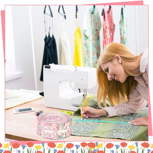 Ganeen GANEEN-41-85 100 Pcs Cotton Fabric Patchwork Quilting Strips 2.56 Inch Precut Patchwork Roll Japanese Style Cotton Fabric Quilting Fabric Strips Craft thumb #3