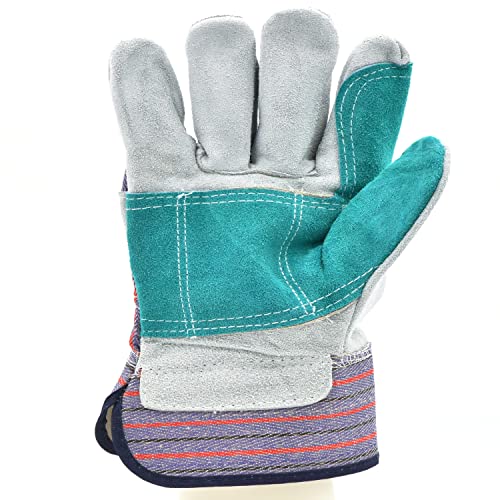 Image of G & F Products G & F 5215L-5 Premium Suede Double Palm & Index Finger Work Gloves with 2 & 1 /2 Rubberized Safety Cuff, 5 Pair Pack, Large, Grey