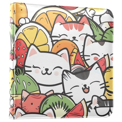 JIPONI Cute Cats Large Photo Album, DIY Leather Cover Scrapbook Albums for 4x6 5x7 6x8 Pictures, Self Adhesive Memory Book for Wedding, Baby, Family
