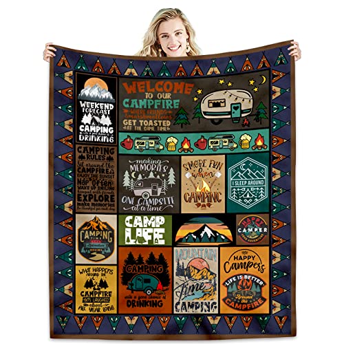 Camping-Blanket-Camping-Lovers-Gift-Ideas-for-Men-or-Woman-Super-Soft-Throws-Flannel-Fleece-Blankets-Gifts-for-Camper-Outdoor-Campsite-Outdoors-RV-Travel-Hiking-Bed-Sofa-Couch-60x50