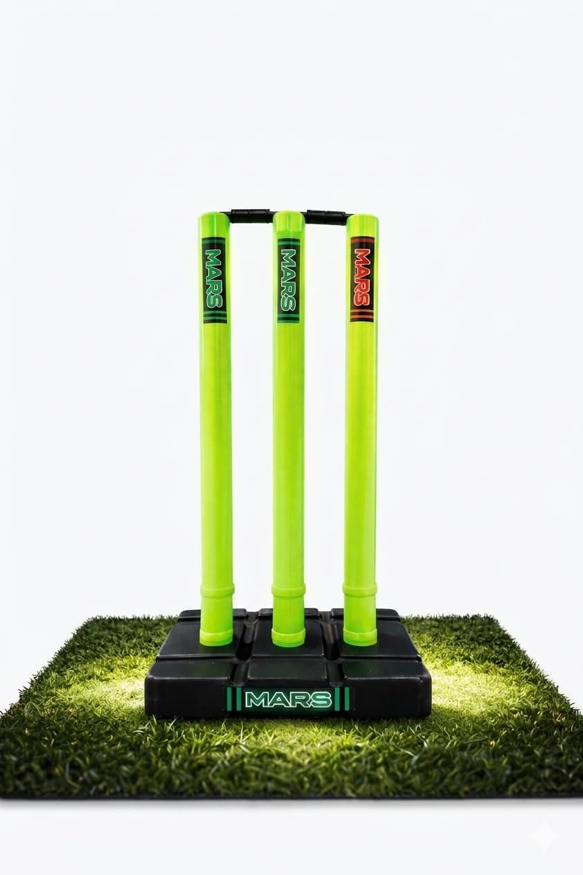 MARSGLOW in Dark PVC Cricket Wicket Set | Neon Green Stumps with Heavy Base | Tennis Ball & Gully Cricket | Indoor Outdoor Practice | Limited Stock-image-48