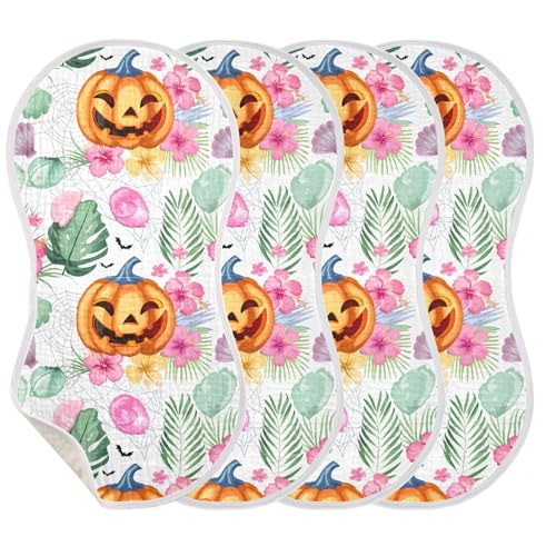Pumpkins Flowers Fun White Burp Cloths for Babies Burp Rag Cotton Spit Up Rag for Infant Newborn Baby3