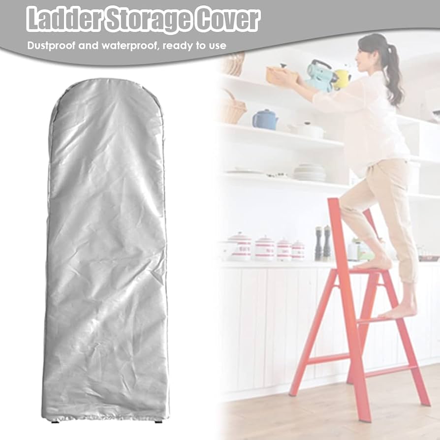 Waterproof Cover For Ladder, Step Ladder Protective Covers Dust-proof Anti-UV, For Folding Ladders, Stepstools (Color : Silver, Size : 50x124x6. 5cm