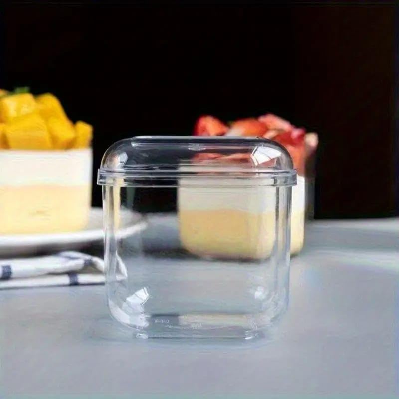 APOLLINE INDIA® 6 PCS Ice Cream Acrylic Cup Dishes for Desserts, Milkshake,Fruit and Pudding Box Serving Bowls, Perfect for Home, Restaurants and Parties Dishwasher Safe (Rectangle, 350 ml) 1