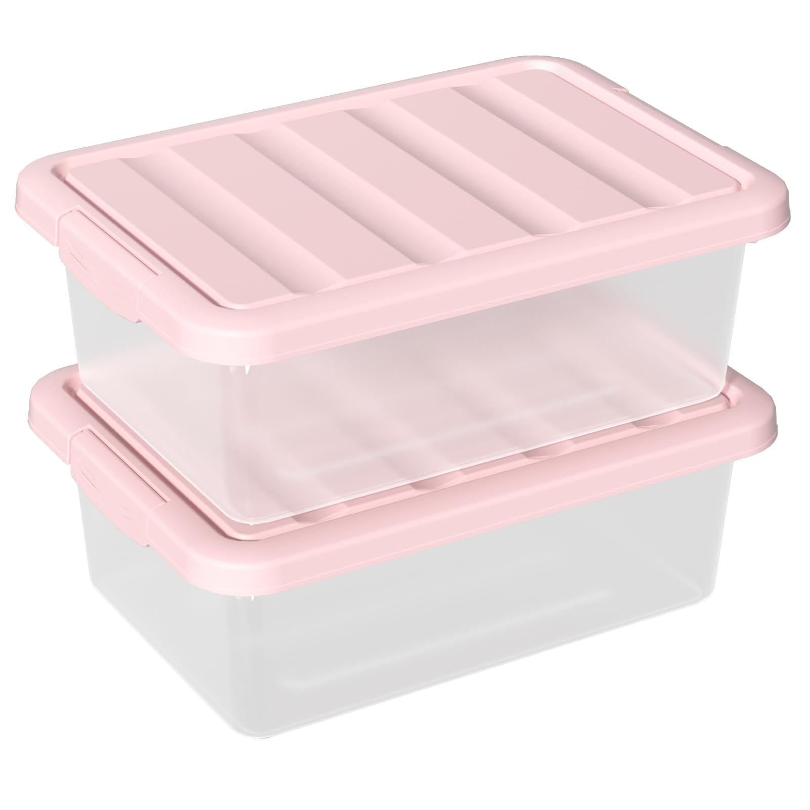 Boîte de rangement transparente 14L en plastique avec couvercle, lot de 2