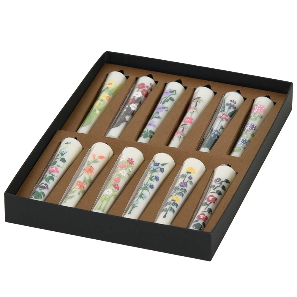 Hasegawa Japanese Candles Four Seasons Flower Set of 12 Hand Painted Wax