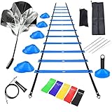MRTREUP Speed Agility Training Set,Includes 12 Rung Agility Ladder,Jump Rope, Resistance Bands,...