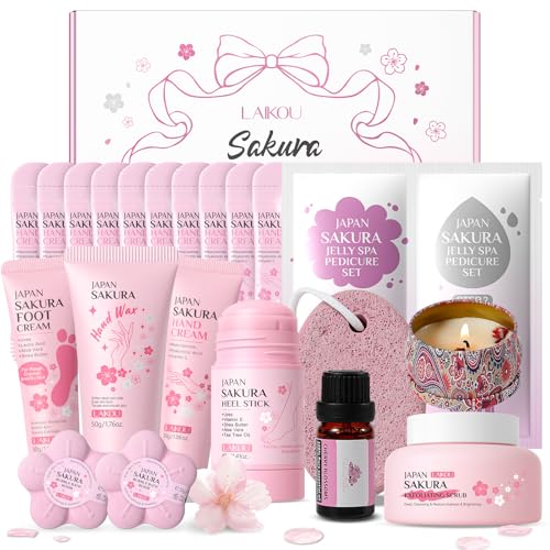 LAIKOU Sakura Hand & Foot Care Gift Set, 21PCS Luxurious Spa Kit,...