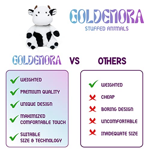 Goldenora Weighted Cow Stuffed Animal, Comfort, And Decor Original Cozy Cow Plush Pillow. Squishy Weighted Plushies For Kids And Adults (9", 2 Lbs) #TOP5