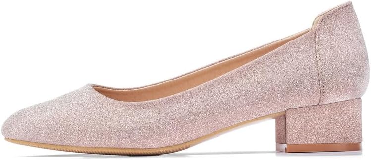 Miniatura 2 de hingswink Womens Rose Gold Champagne Pumps for Women 1.4 Inch Shoes for Women Low Heel Closed Toe Dress Shoes for Women Comfortable Dressy Low Heel,