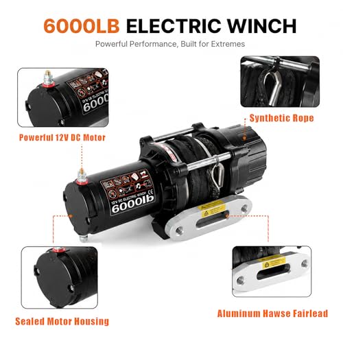 Winch Eléctrico 6000 lbs con Cuerda Sintética y Control Dual miniatura 3