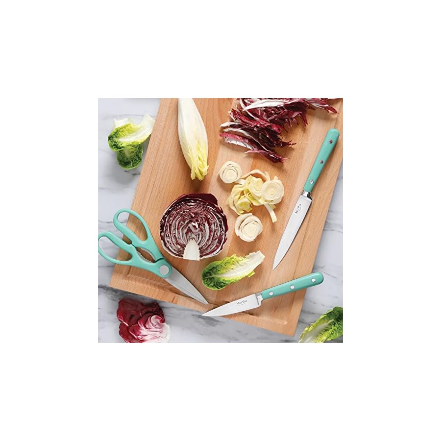 Martha-Stewart-14-Piece-High-Carbon-Stainless-Steel-Cutlery-Knife-Block-Set-wABS-Triple-Riveted-Forged-Handle-Ashwood-Block-Martha-Blue Martha Stewart 14 Piece High Carbon Stainless Steel Cutlery Knife Block Set w/ABS Triple Riveted Forged Handle Ashwood Block - Martha Blue