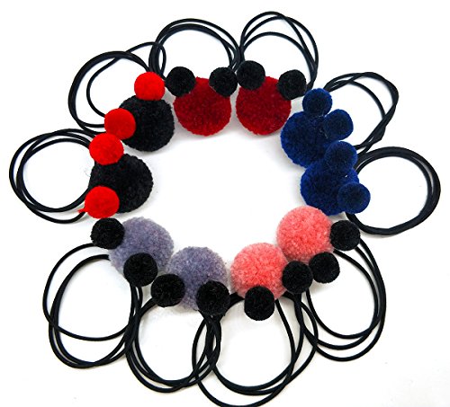 MeliMe ベビーガール ポンポンヘアゴム ポンポンヘアボブル ポンポンヘアタイ ティーンズ ガールズ 赤ちゃん 幼児用 (10個/5色) (リトルベア/5色)