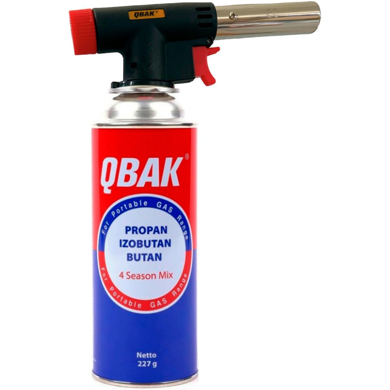 Professional Pack of Kitchen Torch: Head and Gas Cartridge of 227 g | Adjustable Flame | Ideal for Kitchen, Stove, Camping | Piezo Ignition | Standard Gas Refill