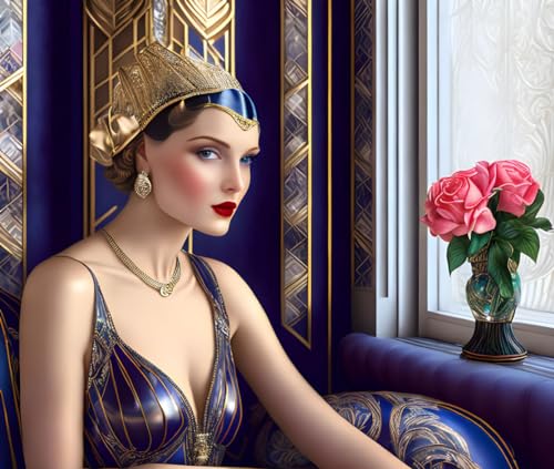 Femme glamour appartement Art déco riche impression sur toile haut de gamme