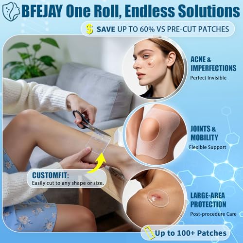Image of Hydrocolloid Bandages for Wound Care, Medical-Grade Hydrocolloid Roll with Self-Adhesive, Ultra Absorbent, Flexible & Waterproof, Cut-to-Size First Aid Kit Essential (2in*12ft)