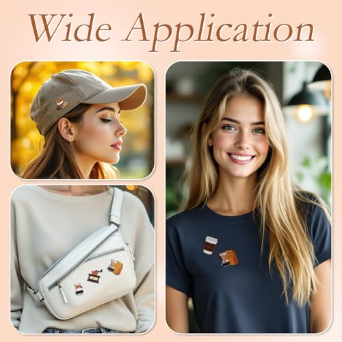 Image of 9Pcs Coffee Theme Brooch Enamel Pins Coffeepot Bean Croissant Coffee Cup Lapel Badge Pins Barista Drink Brooch Badges for Backpacks Bags Hats Clothing Decorative Supplies
