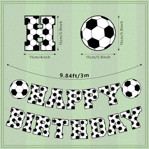 Image of Supervitae Happy Birthday Banner Soccer, Soccer Birthday Banner, Soccers Party Hanging Decorations Sport Theme Party Supplies for Soccers Player Gift Sport Parties Favors Decoration