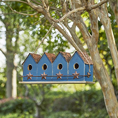 Nichoir à oiseaux bleu rétro en bois pour décorer votre extérieur
