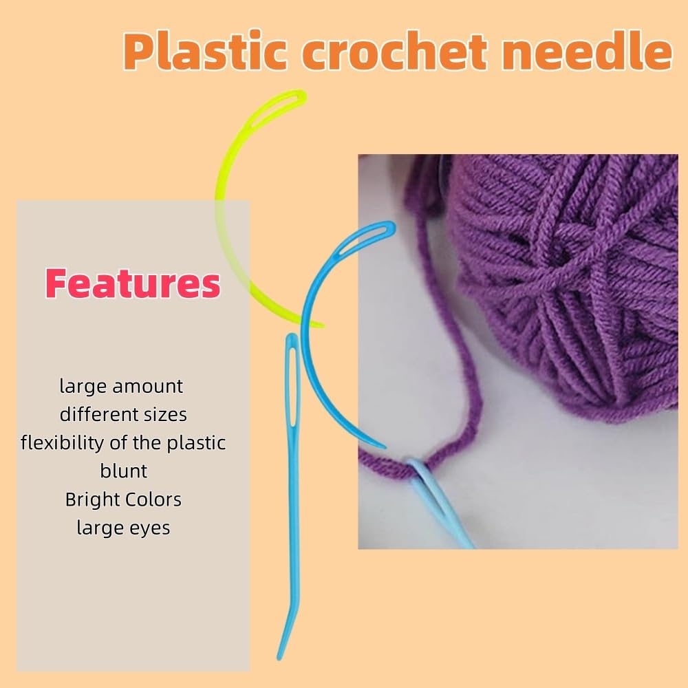80PCS Plastic Yarn Needles Large Eye Blunt Tapestry Needles Crochet Projects Needles Bulk Safety Blunt Needles for Yarn (80)