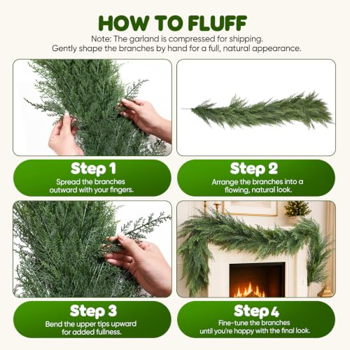 6FT Christmas Garland Soft Layered Greenery Real Touch Cedar Garland - image 8