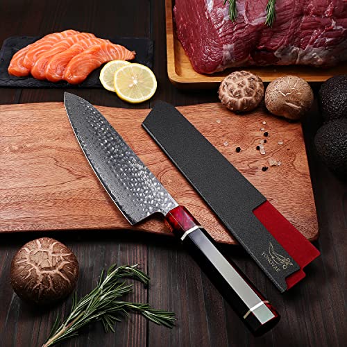 Image of 8 inch Damascus Chef Knife, Japanese 67 Layer 9CR18MOV Clad Steel Ultra Sharp kitchen Knife, Ergonomic Resin Handle Gyuto Sushi Knife,professional Chef's Knives with Sheath