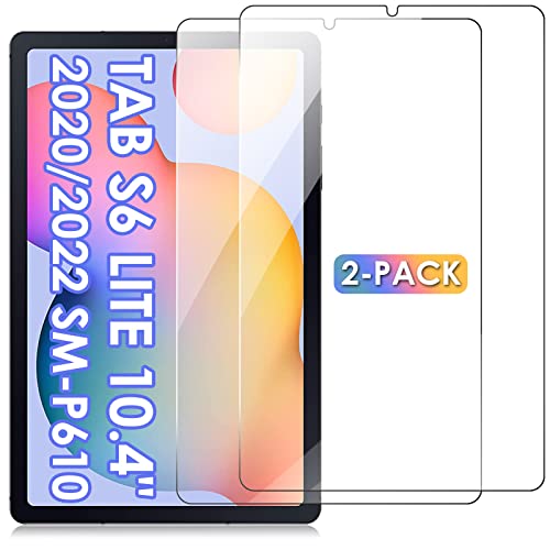Detuosi 【2-Pack】 Screen Protector For Samsung Galaxy Tab S6 Lite 10.4" 2022/2020 (Sm-P610/ P613/ P615/ P619), Ultra Clear/Easy Install/Anti Fingerprint/Case Friendly/Full Coverage Tempered Glass #TOP6