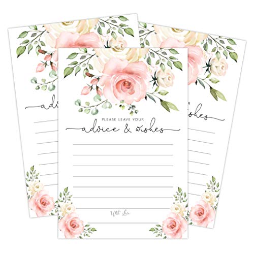 Cartes de conseils mariés fleurs blush 4x6 pour animation mariage