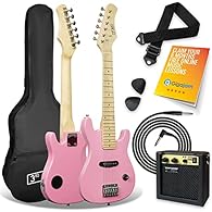 JUNIOR GUITAR BUNDLE – This right-handed junior electric guitar bundle has everything a child needs to start their Rock & Roll journey! A lightweight carry bag, picks, guitar strap, 5W mini amplifier with carry strap and lead GUITAR FOR KIDS – Design...