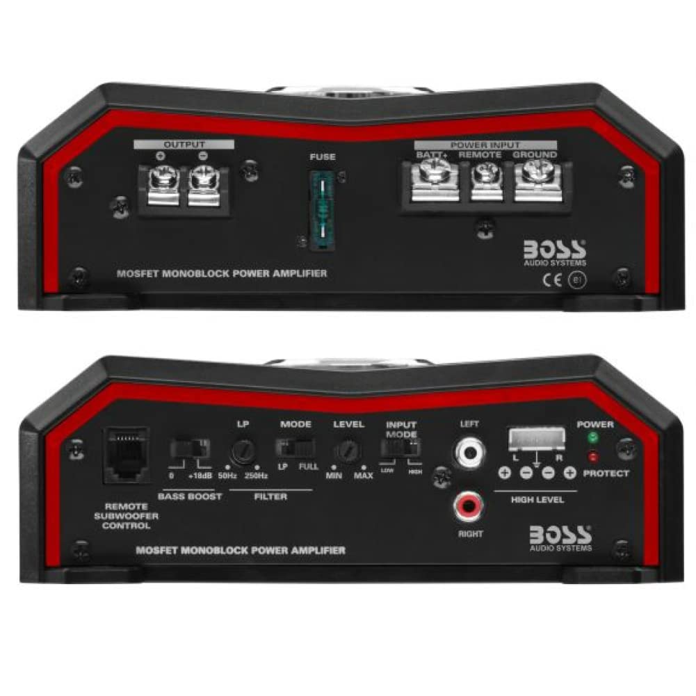 1 amplificatore monofonico compatibile con BOSS AUDIO SYSTEMS ELITE BE1500.1 1 canale da 1500 watt max classe a/b controllo remoto incluso, 1 pezzo