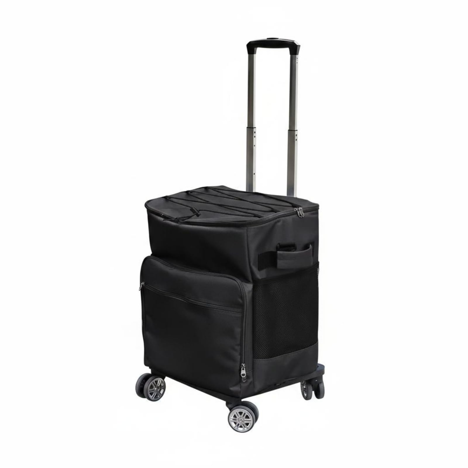 predolo Borsa Frigo Portatile con Ruote Carrello Termico Isotermico Borsa Termica Trolley con Manico Regolabile in Oxford E Rivestimento con Tasca Frontale, Nero, 40L