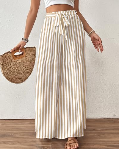 Image of Bsubseach Women Wide Leg Pants Floral Flowy Palazzo Pants