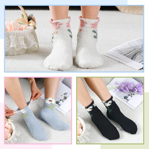Image of Foaincore 10 Pairs Fuzzy Socks for Women Cozy Fluffy Warm Soft Slipper Socks Thick Winter Gifts for Adult Gifts