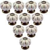 10pcs Pomelli Per Porte Cassetti In Stile Vintage A Forma Di Zucca Maniglie Armadi In Ceramica Tira Maniglie da Creatwls - Bianca