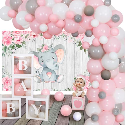 Décorations de fête prénatale fille kit arche de ballons rose gris anniversaire