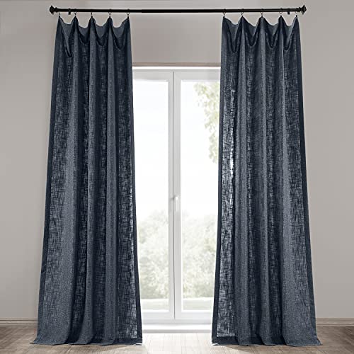 HPD Half Price Drapes Cortina de Lino sintético Pesado, 50 x 96, (1 Panel) FHLCH-VET200213-96, Azul Marino británico Cover