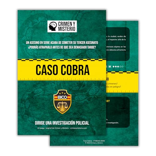 Crimen Y Misterio - Caso Cobra - Juego de Mesa Realista sobre investigación policial. Investiga la Escena del Crimen. Juego de Escape Room. Juego de Detectives. Idioma: ESPAÑOL