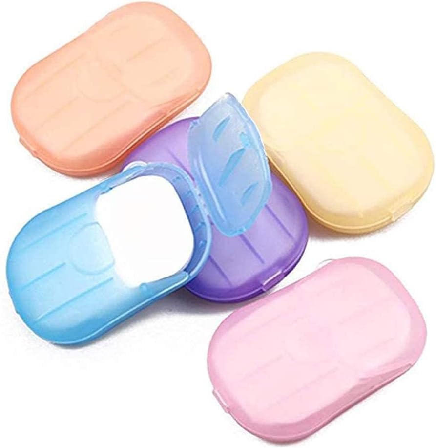 500PCS Eco Travel Soap Leaves, Portable Cleanser with 5 Scents, Paper Hand Cleaner Fragrance Color Soap Paper, Biodegradable Hand Washing Sheets for Camping/Hiking (6.5x4cm)