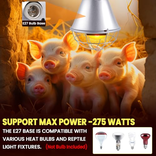 BrightArk Poultry Heat Lamp 250W with 2.5M Wire and 2M Hanging Chain, 2 Modes Energy Saving Switch - Image 3