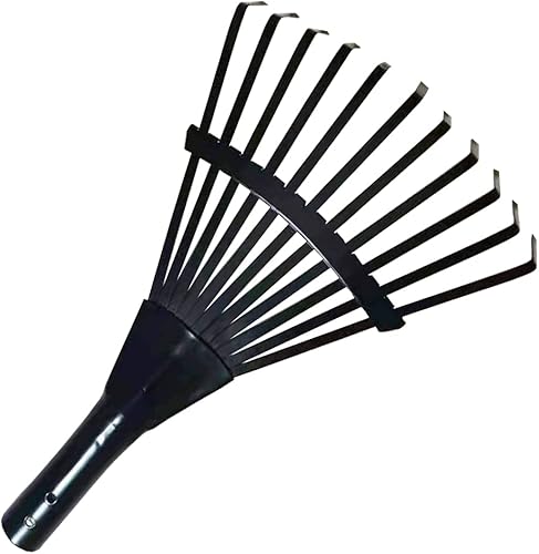 Rastrillo de mano de jardín de 11 dientes pequeño rastrillo para arbustos para niños solo cabeza 8 pulgadas (negro)